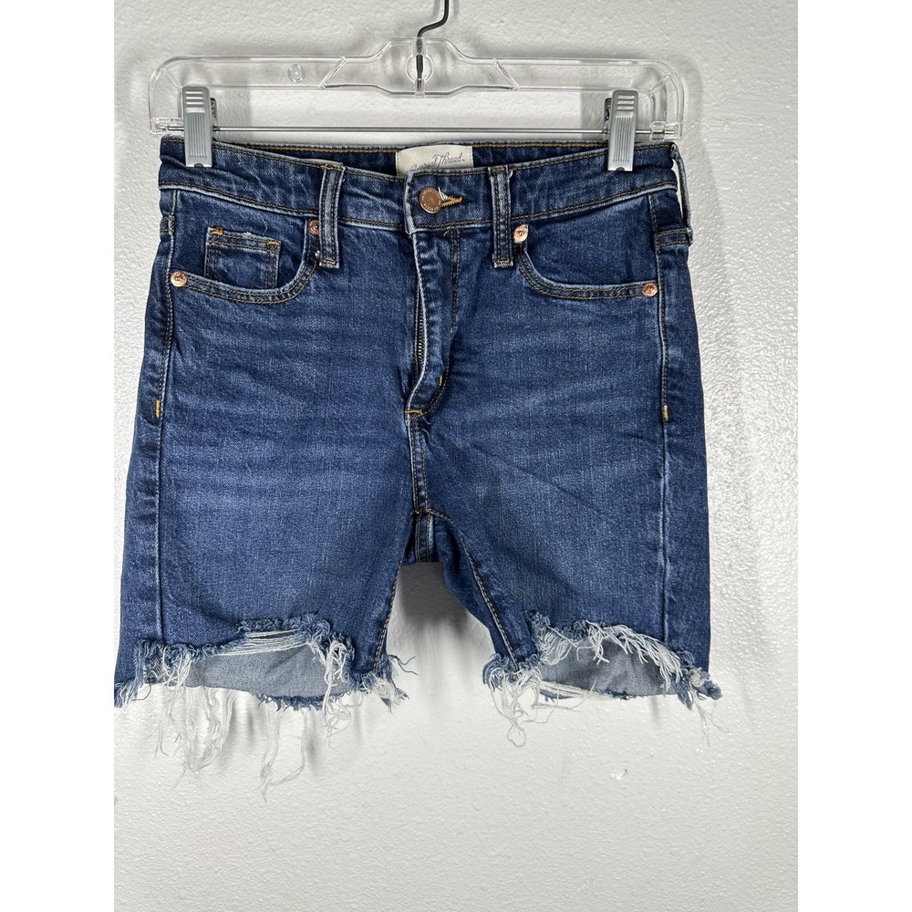 Universal Thread Shorts Womens 0 25 High Rise Slim Straight Denim Cutoff Frayed